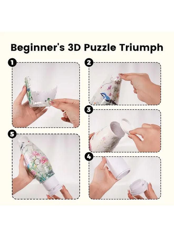 SH1718 فازة زهور بيوني ثلاثية الأبعاد لغز 152 قطعة ديكور منزلي هدية - Image 3